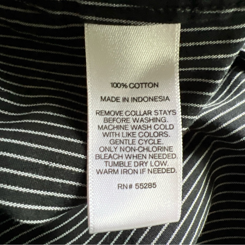 Express Men’s Black/white Fitted Longsleeve Striped Button Up Size XL 17-17.5 - Picture 15 of 15